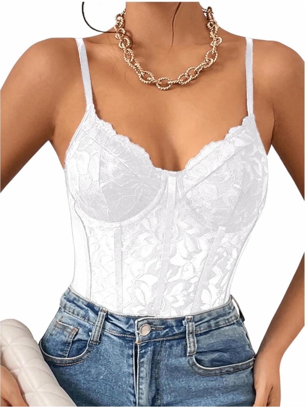 White Lace Bustier Corset Top